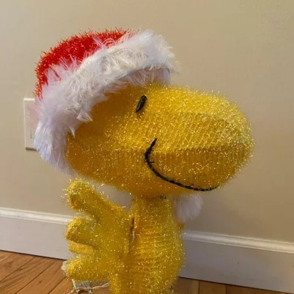 Peanuts 18" Pre Lit Woodstock with Santa Hat Outdoor Holiday Yard Art